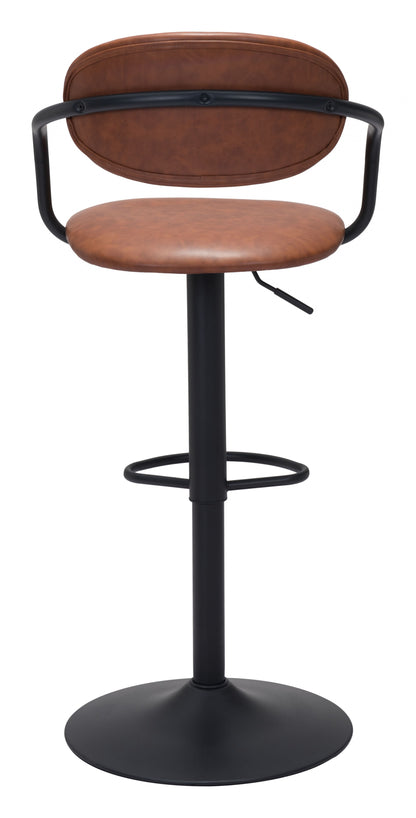 44" Brown And Black Steel Swivel Low Back Counter Height Bar Chair With Footrest