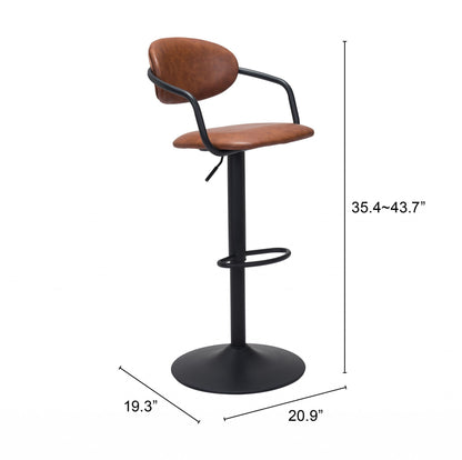 44" Brown And Black Steel Swivel Low Back Counter Height Bar Chair With Footrest
