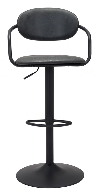 44" Black Steel Swivel Low Back Counter Height Bar Chair With Footrest