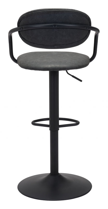 44" Black Steel Swivel Low Back Counter Height Bar Chair With Footrest