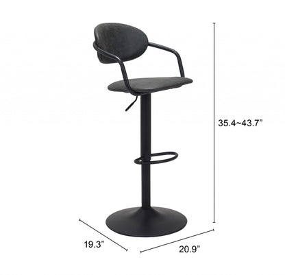 44" Black Steel Swivel Low Back Counter Height Bar Chair With Footrest