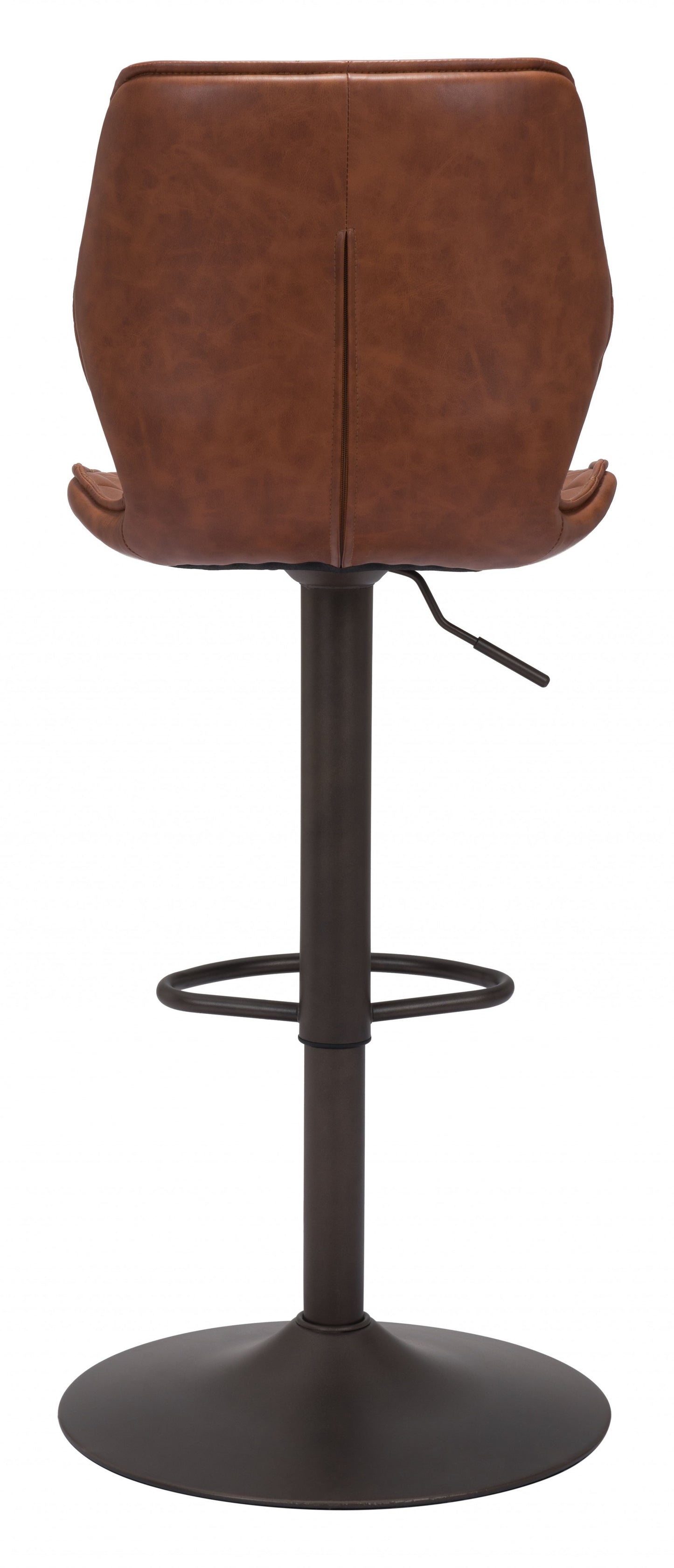 24" Brown And Black Faux Leather And Steel Swivel Counter Height Bar Chair With Footrest