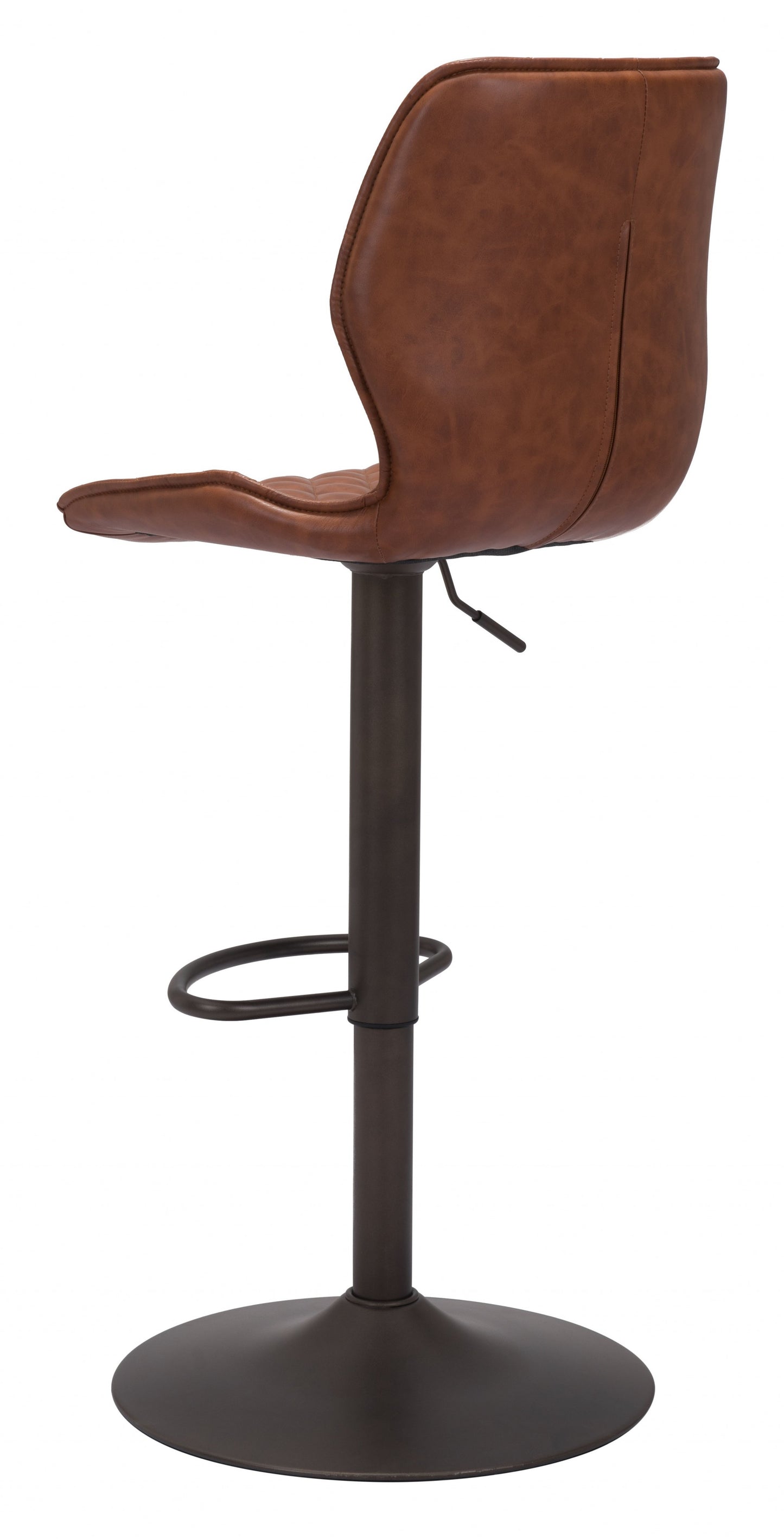 24" Brown And Black Faux Leather And Steel Swivel Counter Height Bar Chair With Footrest