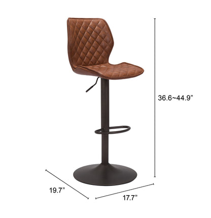 24" Brown And Black Faux Leather And Steel Swivel Counter Height Bar Chair With Footrest
