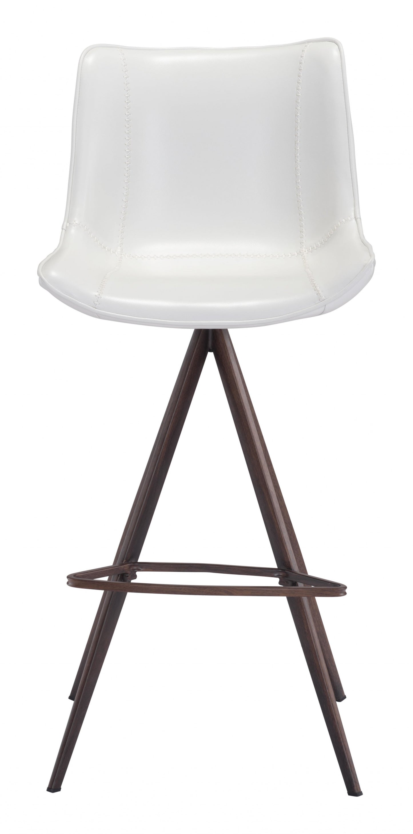 Set Of Two 42" White And Black Steel Low Back Bar Height Chairs With Footrest