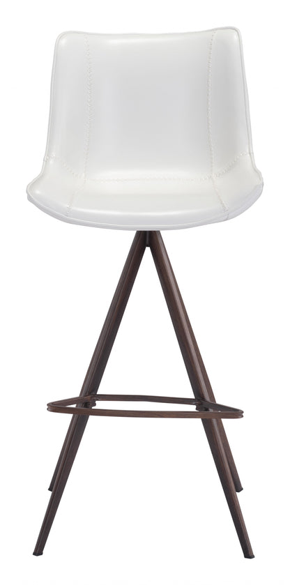 Set Of Two 42" White And Black Steel Low Back Bar Height Chairs With Footrest