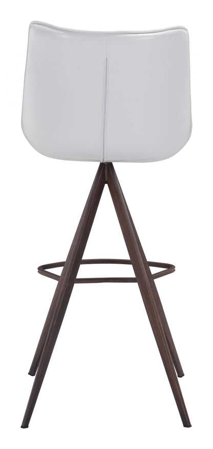 Set Of Two 42" White And Black Steel Low Back Bar Height Chairs With Footrest