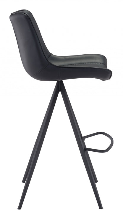 Set Of Two 42" Black Steel Low Back Bar Height Chairs With Footrest
