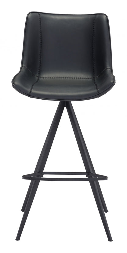 Set Of Two 42" Black Steel Low Back Bar Height Chairs With Footrest