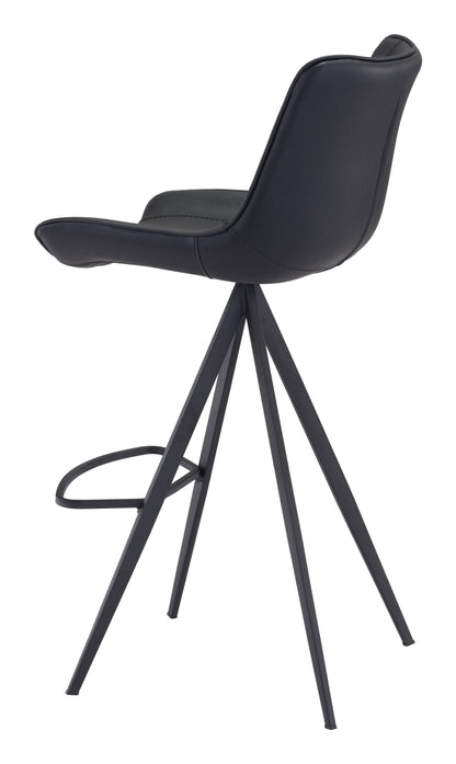 Set Of Two 42" Black Steel Low Back Bar Height Chairs With Footrest