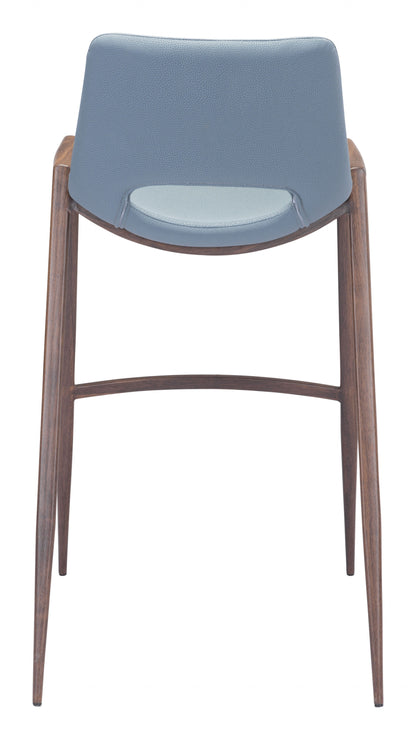 Set Of Two 39" Gray And Brown Steel Low Back Bar Height Chairs With Footrest