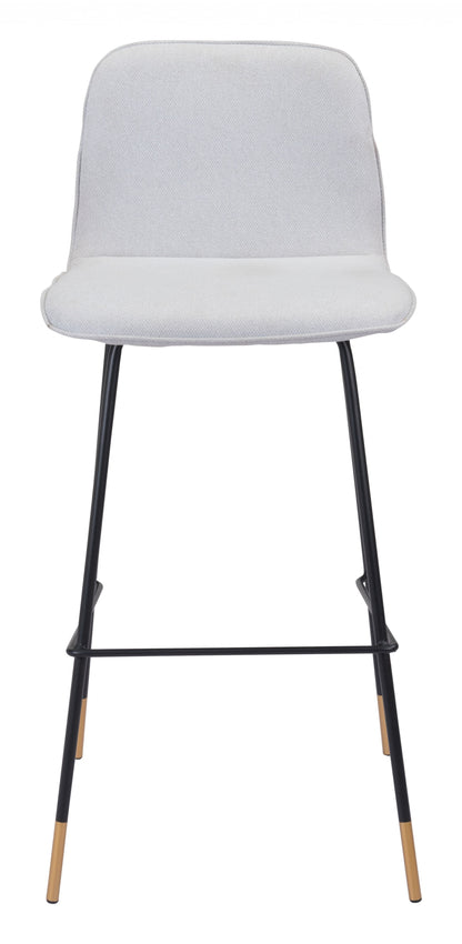 40" Light Gray Upholstered and Black Bar Height Chair With Footrest