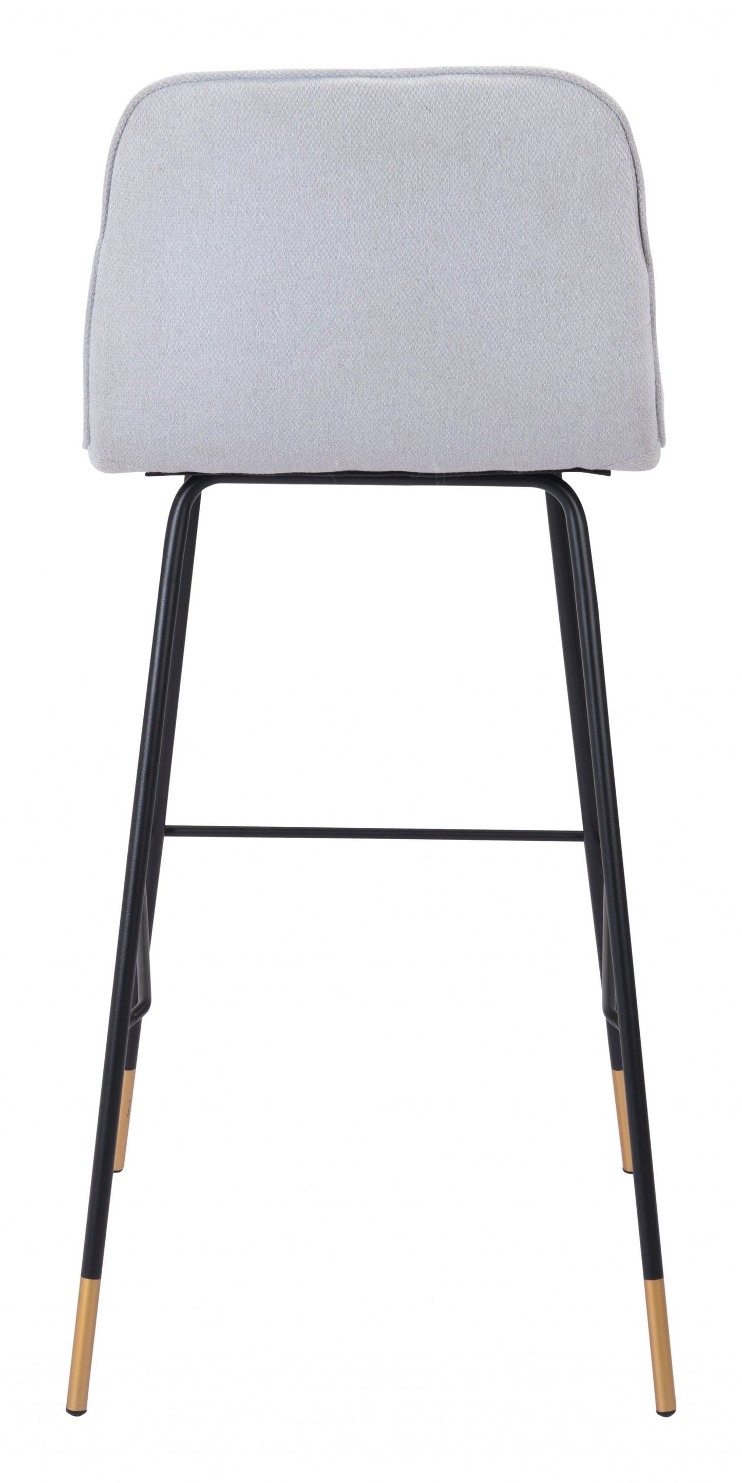 40" Light Gray Upholstered and Black Bar Height Chair With Footrest