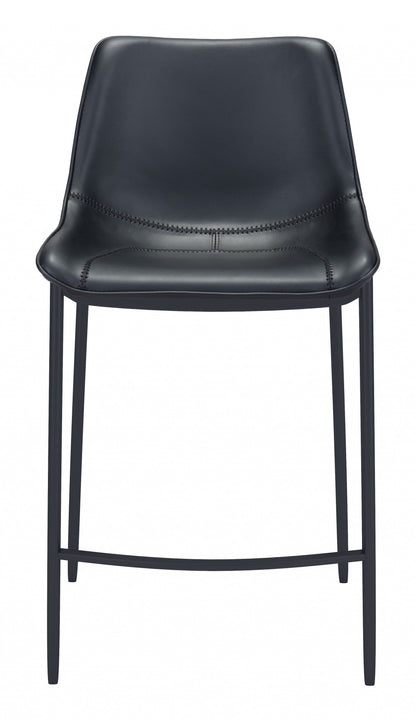 Set Of Two 43" Black Steel Low Back Bar Height Chairs With Footrest