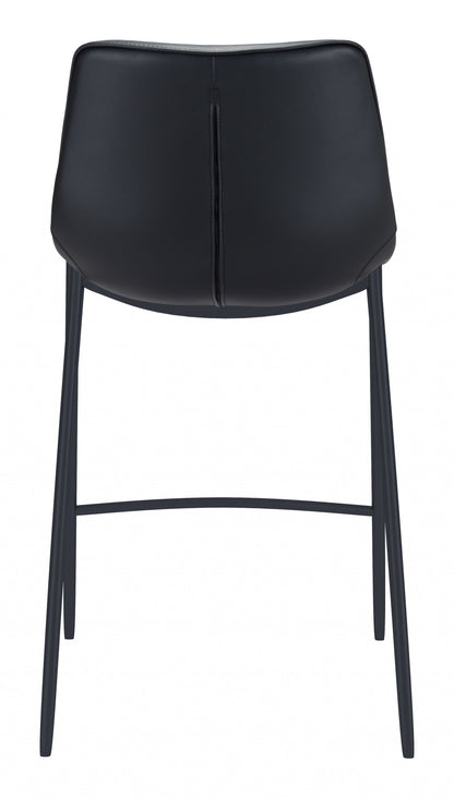 Set Of Two 43" Black Steel Low Back Bar Height Chairs With Footrest