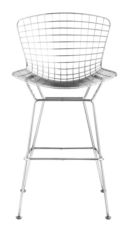 Set Of Two 40" Chrome Contemporary  Wire Bar Chairs With Footrest