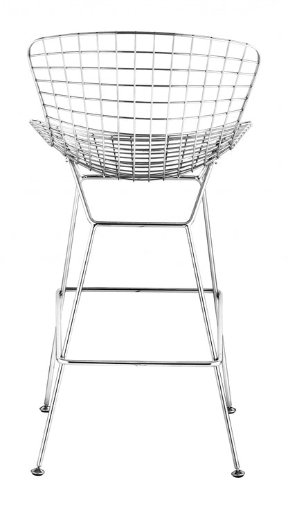 Set Of Two 40" Chrome Contemporary  Wire Bar Chairs With Footrest
