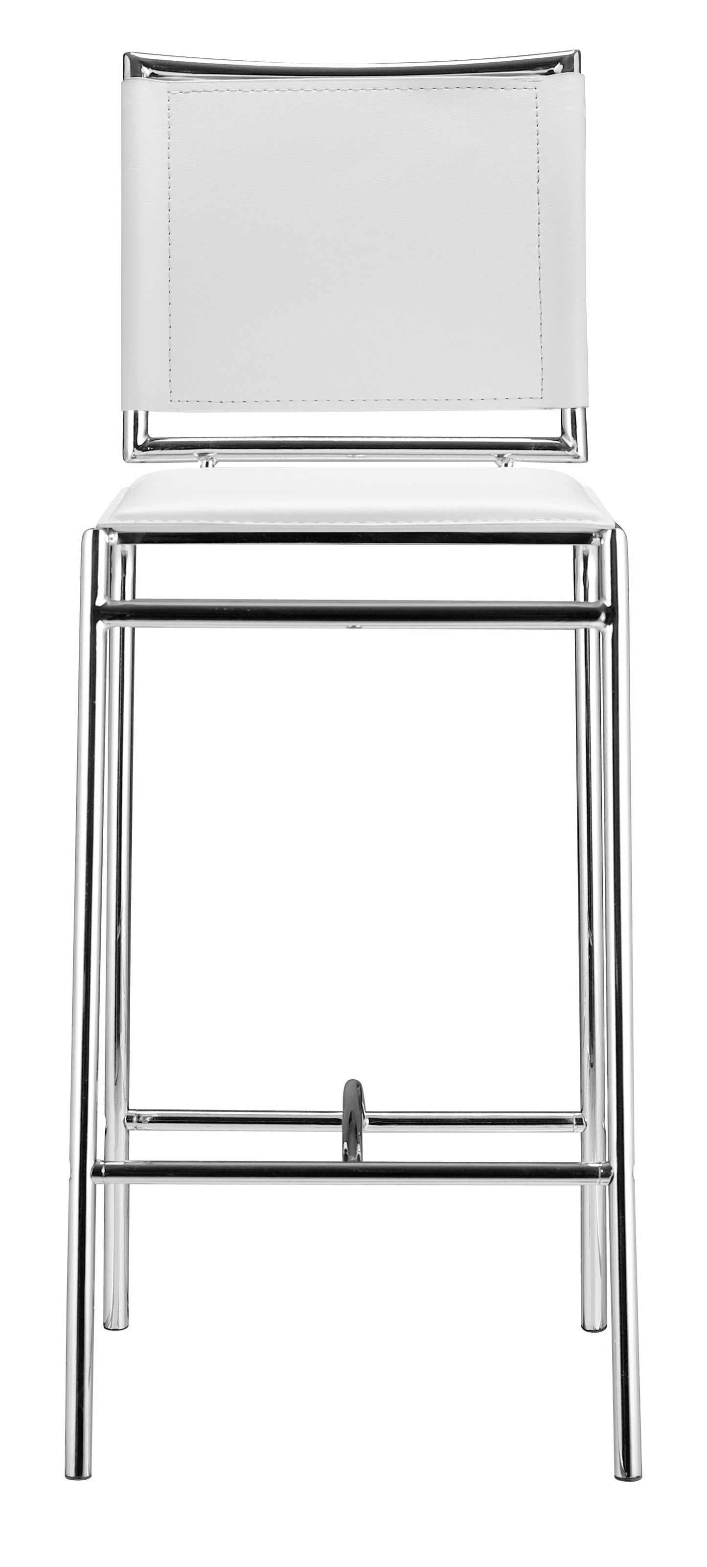 Set Of Two 38" White Steel Low Back Chairs With Footrest