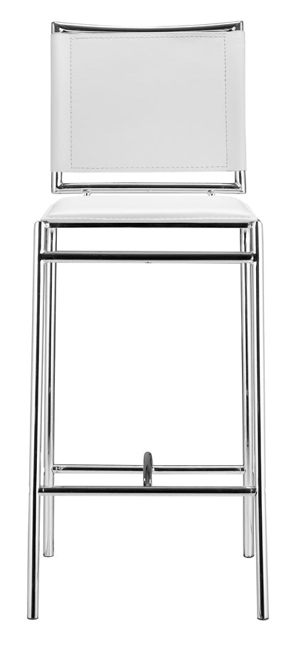 Set Of Two 38" White Steel Low Back Chairs With Footrest