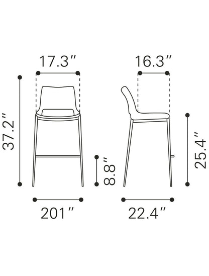 Set Of Two 37" Black And Silver Steel Low Back Counter Height Bar Chairs With Footrest