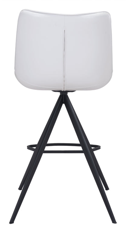 Set Of Two 39" White And Black Steel Low Back Counter Height Bar Chairs With Footrest