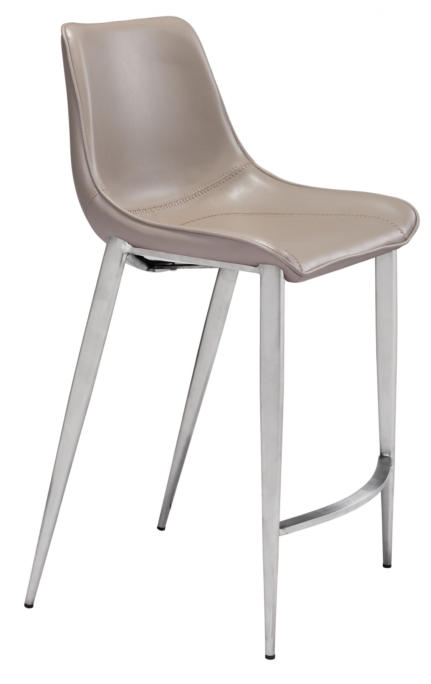 Set Of Two 40" Gray And Silver Steel Low Back Counter Height Bar Chairs With Footrest
