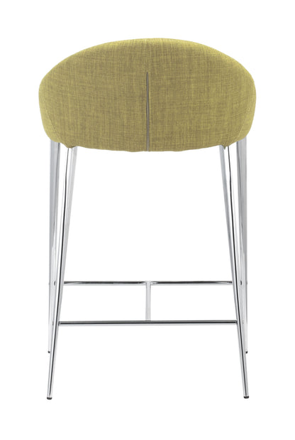 Set Of Two 30" Green and Steel Low Back Counter Height Bar Chairs