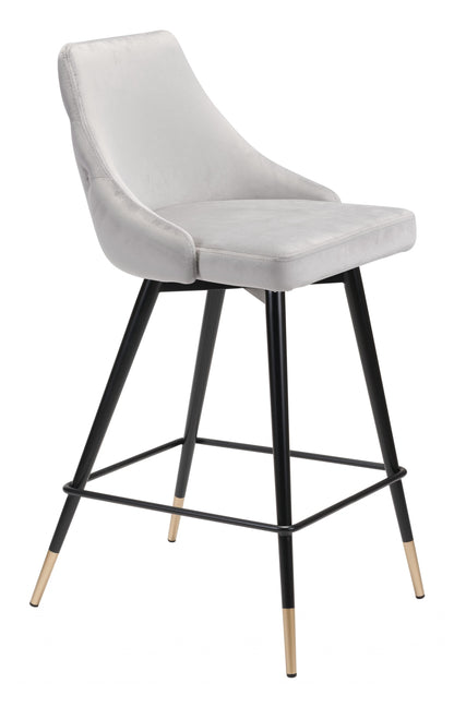 36" Gray Steel Low Back Chair With Footrest