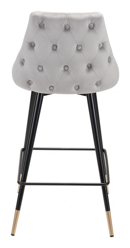 36" Gray Steel Low Back Chair With Footrest