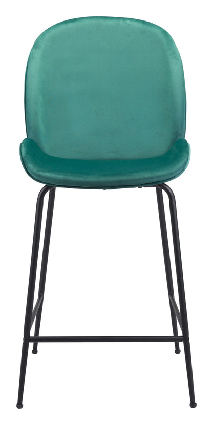 42" Green And Black Steel Low Back Counter Height Bar Chair With Footrest