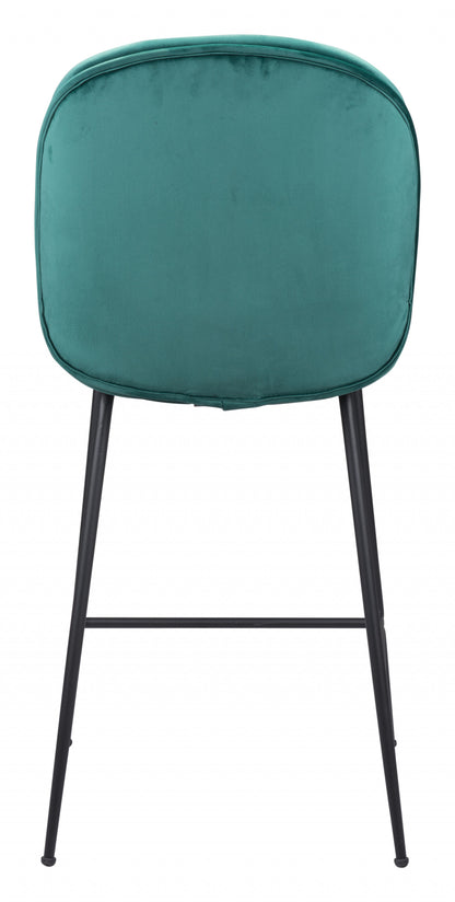 42" Green And Black Steel Low Back Counter Height Bar Chair With Footrest