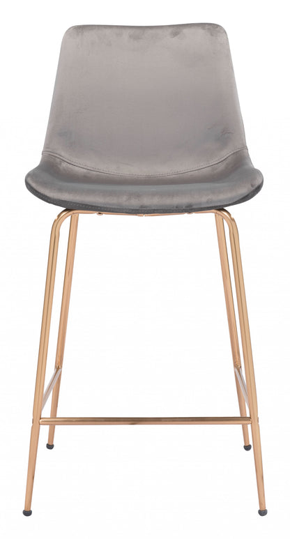 39" Gray Steel Low Back Chair With Footrest