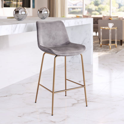 39" Gray Steel Low Back Chair With Footrest
