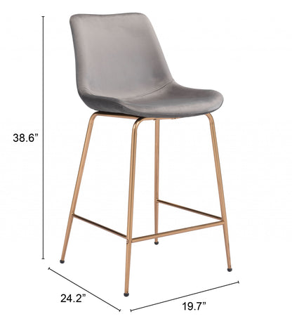 39" Gray Steel Low Back Chair With Footrest