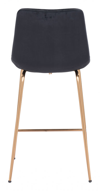 39" Black and Copper Gold Low Back Counter Height Bar Chair With Footrest