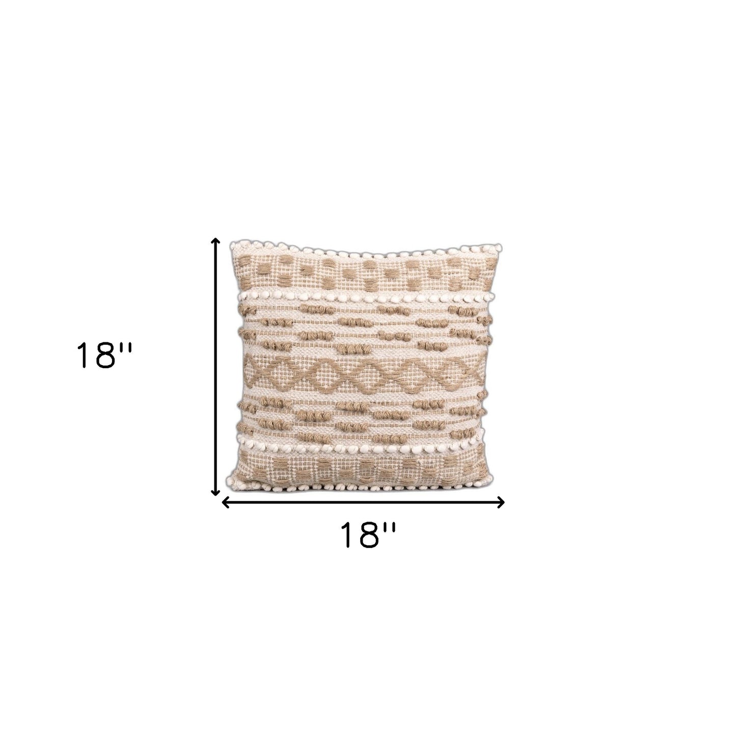 Boho Nubby Beige and White Throw Pillow