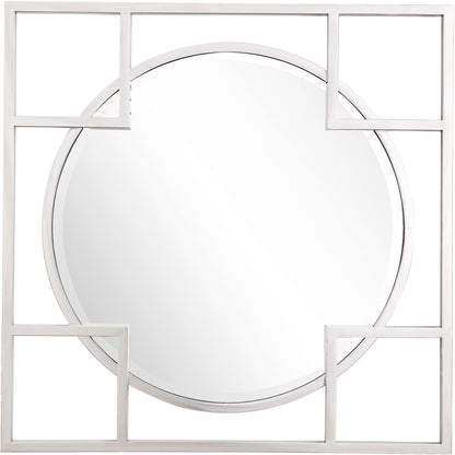Silver Square Accent Metal Mirror