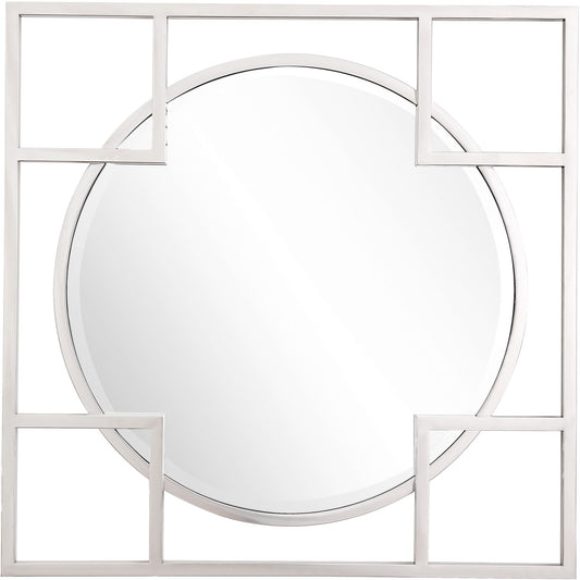 Silver Square Accent Metal Mirror