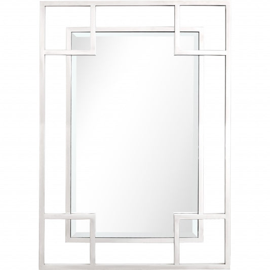 Silver Rectangle Accent Metal Mirror