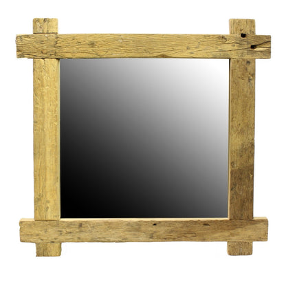 Light Brown Reclaimed Wood Square Mirror