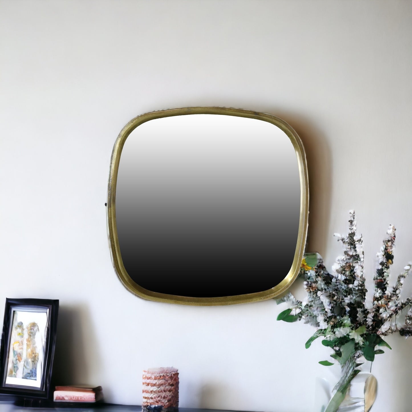 27" Brass Abstract Accent Mirror