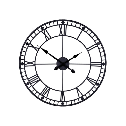32" Circle Black Metal Skeleton Wall Clock