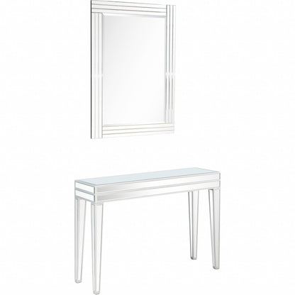 Modern Mirrored Console Table and Mirror Set