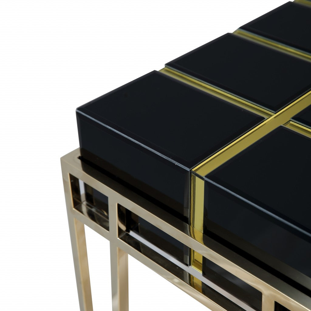 Gold and Black Sqaured Console Table