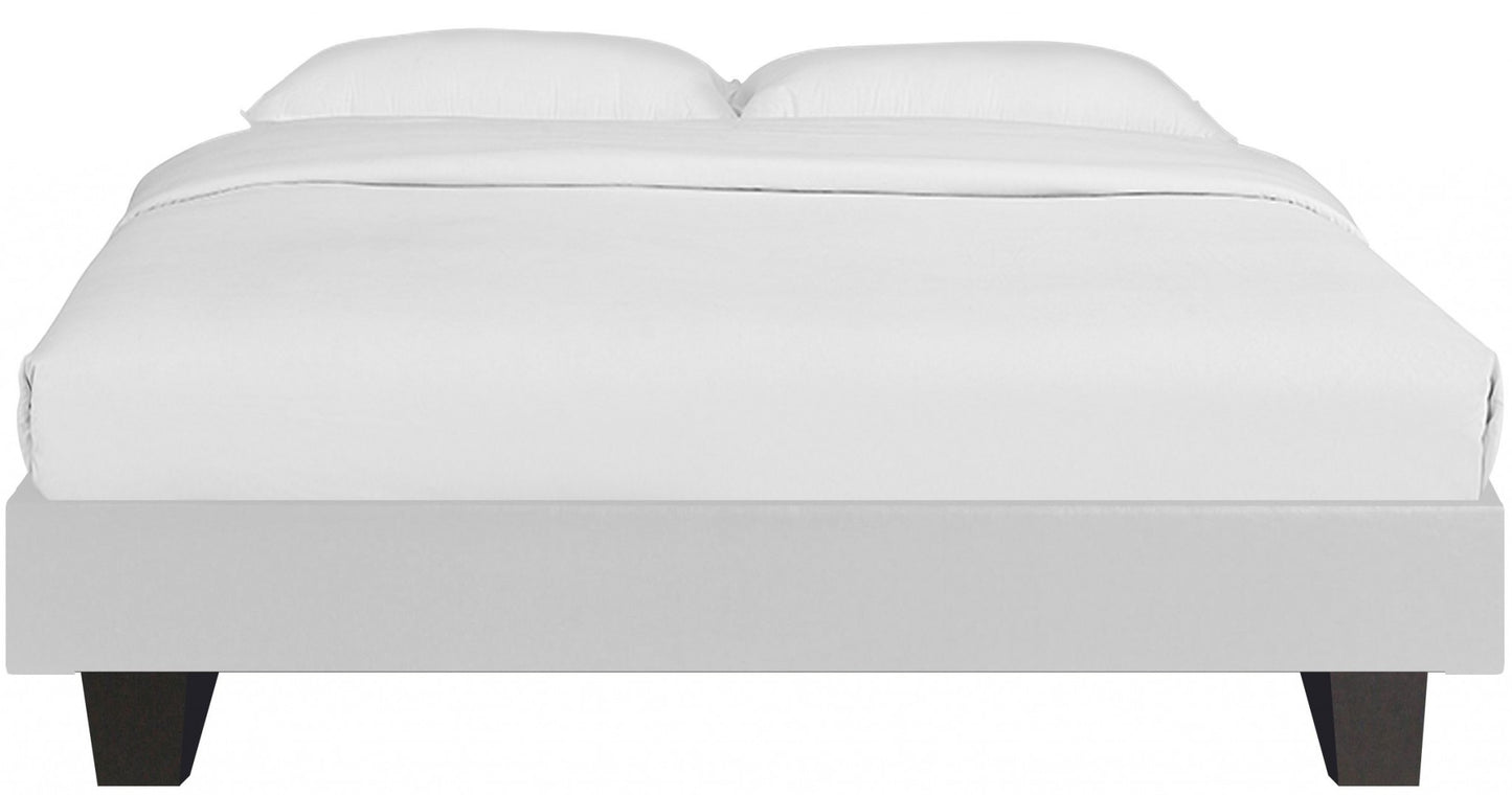 White Platform Queen Bed with Two Nightstands