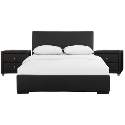 Solid Manufactured Wood White Standard Bed Upholstered With Headboard