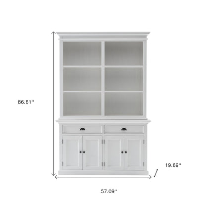Classic White Buffet Hutch Unit with 6 Shelves