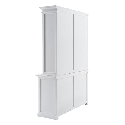 Classic White Buffet Hutch Unit with 8 Shelves
