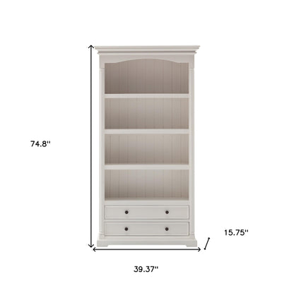 Classic White Bookcase with Drawers