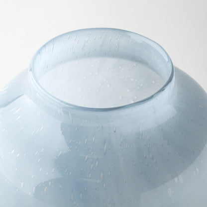 13" Ocean Wave Colored Bubble Glass Oval Urn Glass Vase